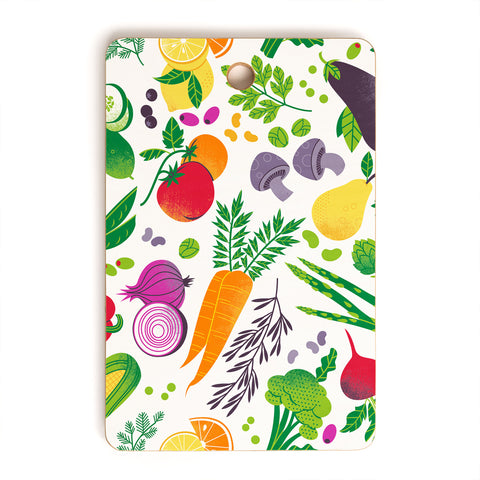 Lucie Rice EAT YOUR FRUITS AND VEGGIES Cutting Board Rectangle