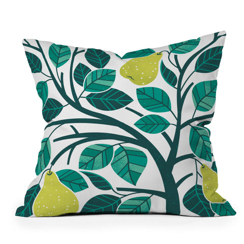 Lucie Rice Pear Tree Throw Pillow