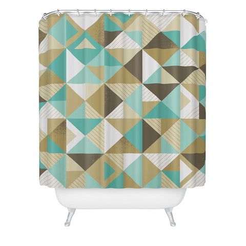Lucie Rice Sand and Sea Geometry Shower Curtain