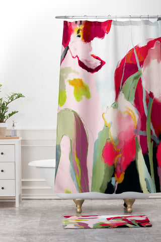 lunetricotee abstract bloom I Shower Curtain And Mat