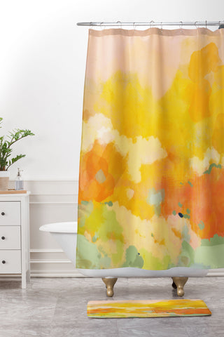 lunetricotee abstract spring sun Shower Curtain And Mat