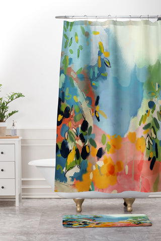 lunetricotee garden with sea view and olive tree Shower Curtain And Mat