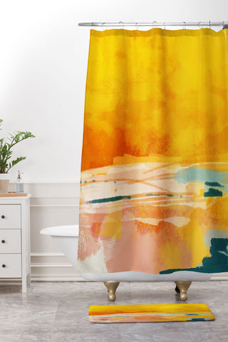 lunetricotee sunny landscape Shower Curtain And Mat
