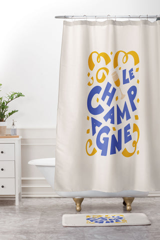 Lyman Creative Co Le Champagne French Shower Curtain And Mat