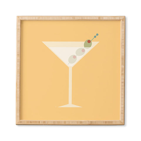 Lyman Creative Co Martini with Olives on Yellow Framed Wall Art