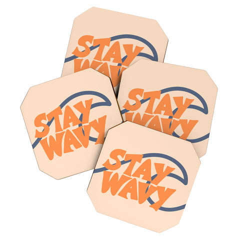 Lyman Creative Co Stay Wavy Surf Type Coaster Set