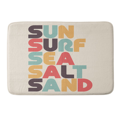 Lyman Creative Co Sun Surf Sea Salt Sand Typography Memory Foam Bath Mat