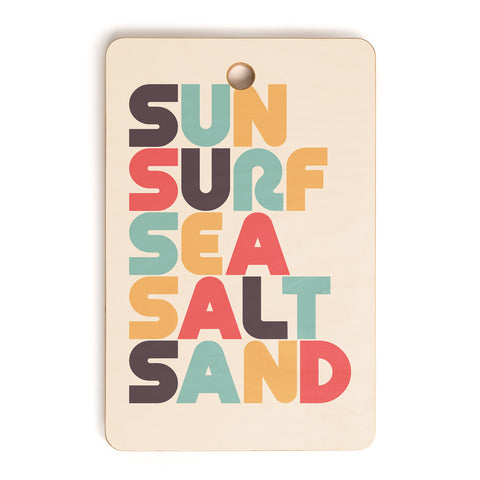 Lyman Creative Co Sun Surf Sea Salt Sand Typography Cutting Board Rectangle