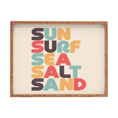 Lyman Creative Co Sun Surf Sea Salt Sand Typography Rectangular Tray