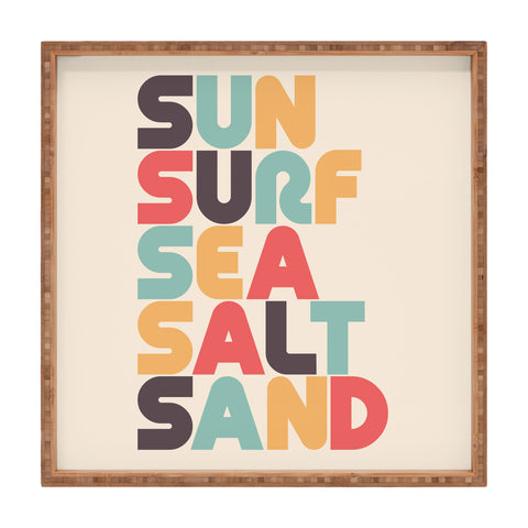 Lyman Creative Co Sun Surf Sea Salt Sand Typography Square Tray