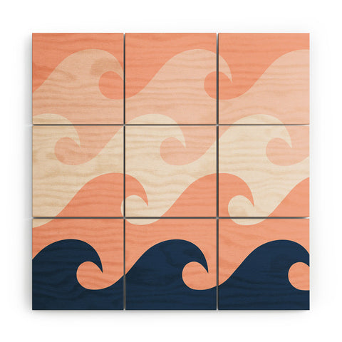 Lyman Creative Co Sunset Ocean Waves Wood Wall Mural