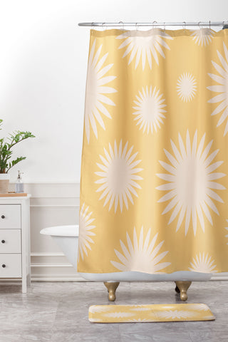 Lyman Creative Co Yellow Burst Shower Curtain And Mat