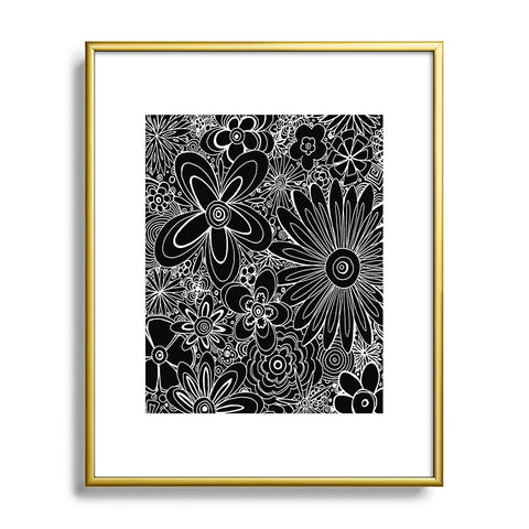 Madart Inc. All Over Flowers Black 1 Metal Framed Art Print