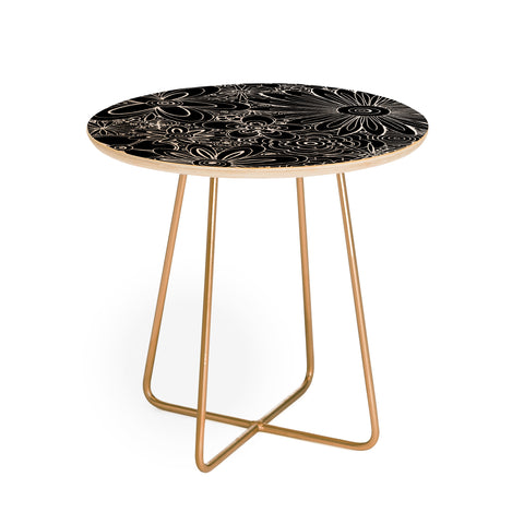 Madart Inc. All Over Flowers Black 1 Round Side Table