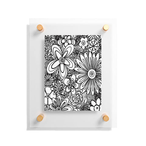 Madart Inc. All Over Flowers Black White Floating Acrylic Print