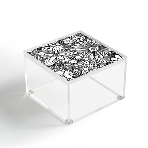 Madart Inc. All Over Flowers Black White Acrylic Box