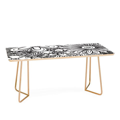 Madart Inc. All Over Flowers Black White Coffee Table