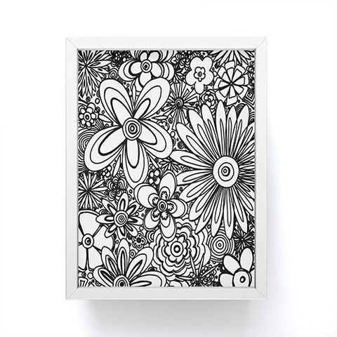 Madart Inc. All Over Flowers Black White Framed Mini Art Print
