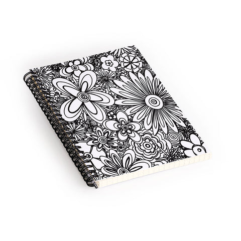 Madart Inc. All Over Flowers Black White Spiral Notebook