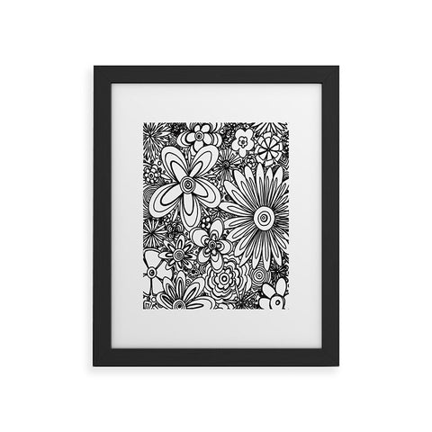 Madart Inc. All Over Flowers Black White Framed Art Print