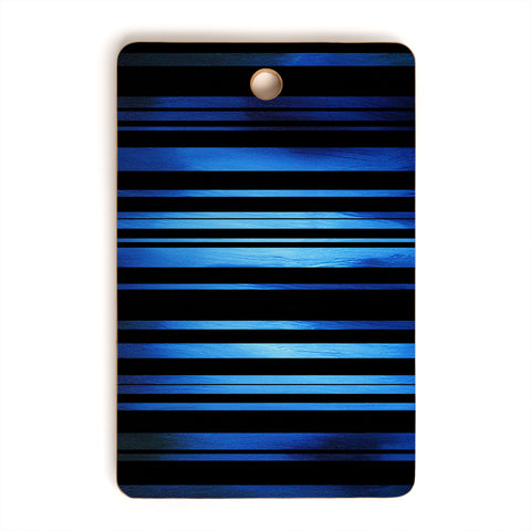 Madart Inc. Black Stripes Blue Passion Cutting Board Rectangle