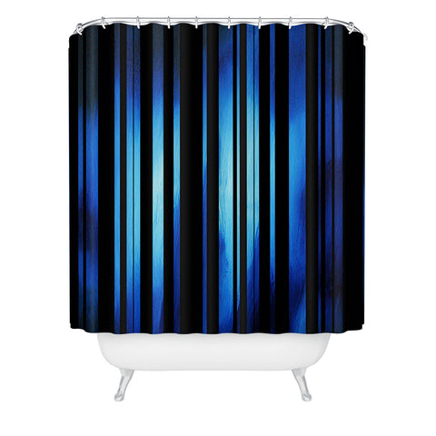 Madart Inc. Black Stripes Blue Passion Shower Curtain