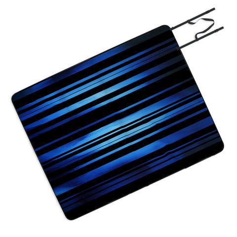 Madart Inc. Black Stripes Blue Passion Picnic Blanket