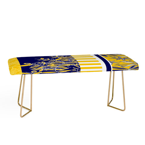 Madart Inc. Blue And Yellow Florals Bench