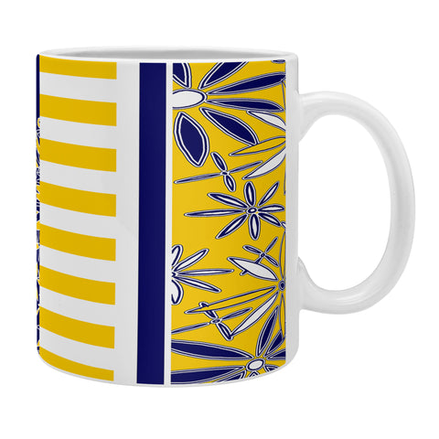 Madart Inc. Blue And Yellow Florals Coffee Mug