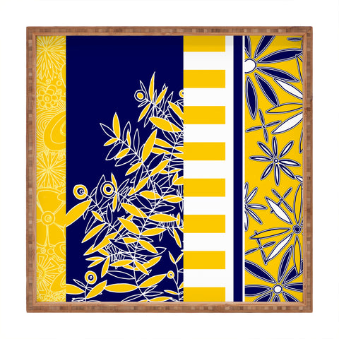 Madart Inc. Blue And Yellow Florals Square Tray