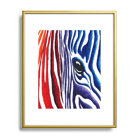 Madart Inc. Colorful Zebra Metal Framed Art Print