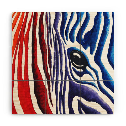 Madart Inc. Colorful Zebra Wood Wall Mural