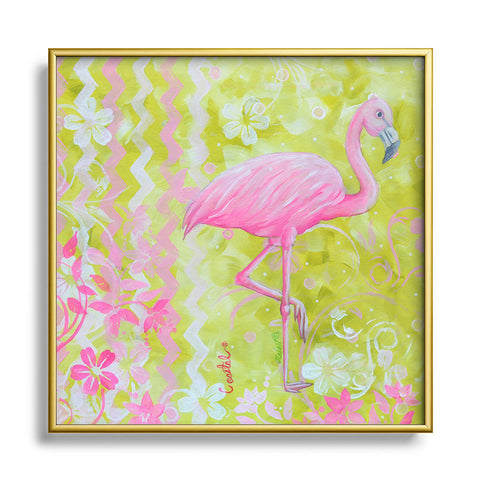 Madart Inc. Flamingo Dance Metal Square Framed Art Print