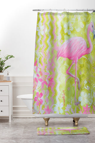 Madart Inc. Flamingo Dance Shower Curtain And Mat