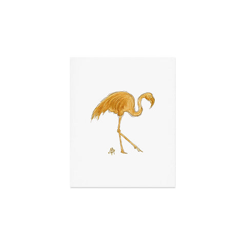 Madart Inc. Gold Flamingo Art Print