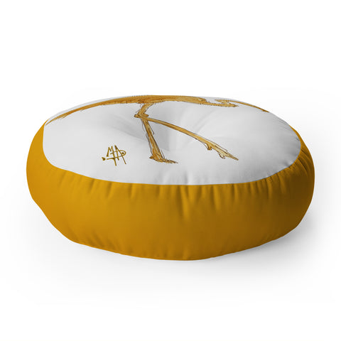 Madart Inc. Gold Flamingo Floor Pillow Round