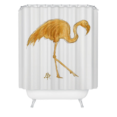 Madart Inc. Gold Flamingo Shower Curtain