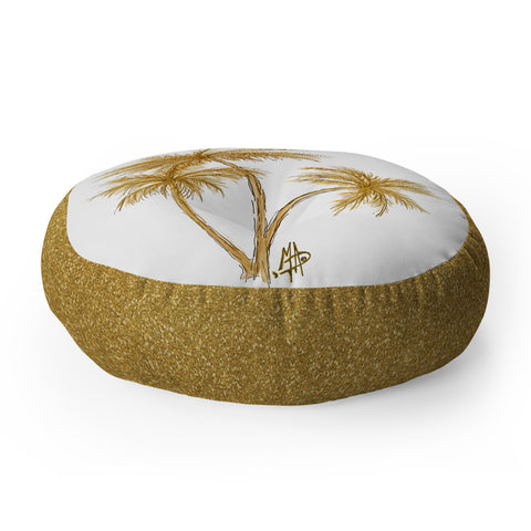 Madart Inc. Gold Palm Trees Floor Pillow Round