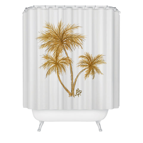 Madart Inc. Gold Palm Trees Shower Curtain