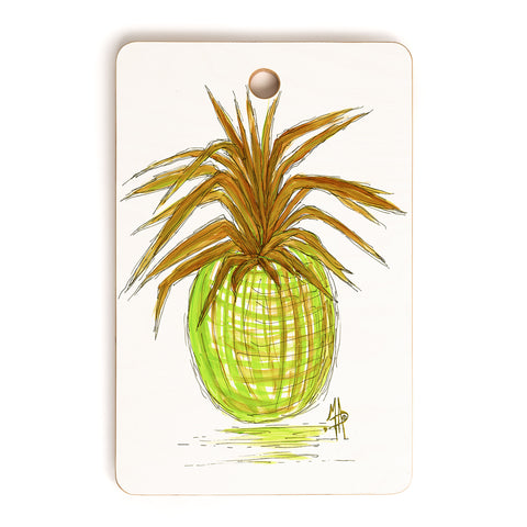 Madart Inc. Green and Gold Pineapple Cutting Board Rectangle