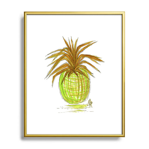 Madart Inc. Green and Gold Pineapple Metal Framed Art Print