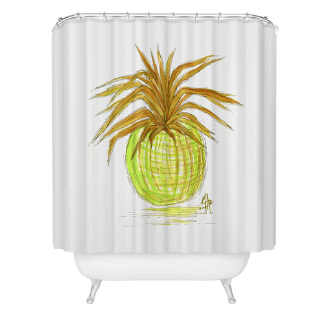 Madart Inc. Green and Gold Pineapple Shower Curtain