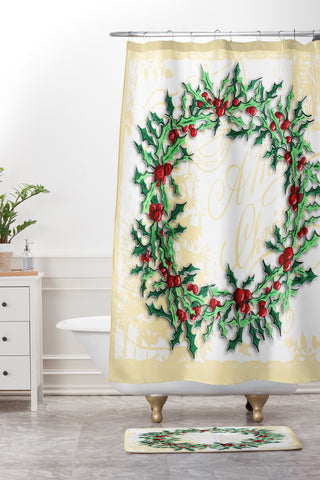 Madart Inc. Holly Wreath Shower Curtain And Mat