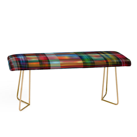 Madart Inc. Multi Abstracts Plaid Bench