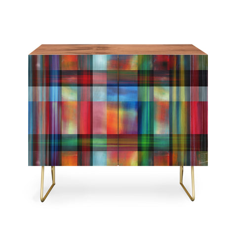 Madart Inc. Multi Abstracts Plaid Credenza
