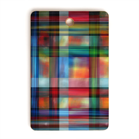 Madart Inc. Multi Abstracts Plaid Cutting Board Rectangle