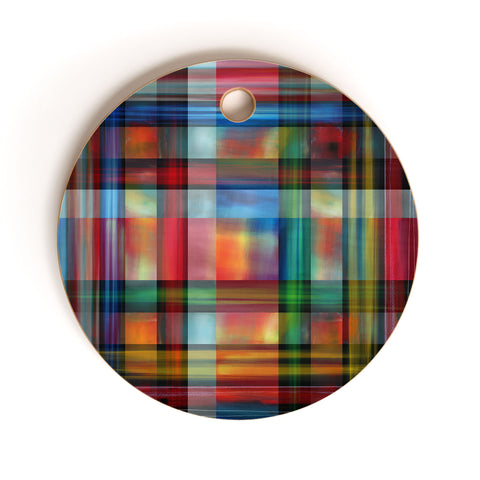 Madart Inc. Multi Abstracts Plaid Cutting Board Round