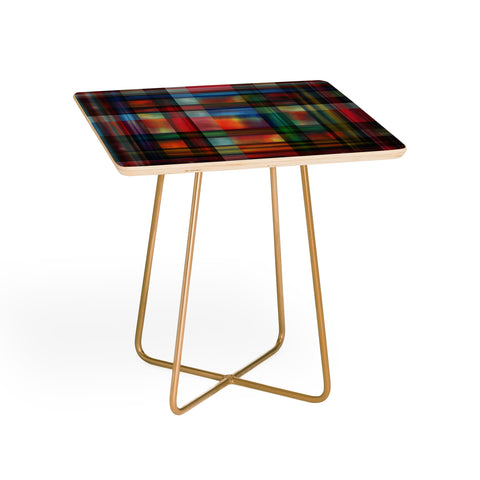 Madart Inc. Multi Abstracts Plaid Side Table