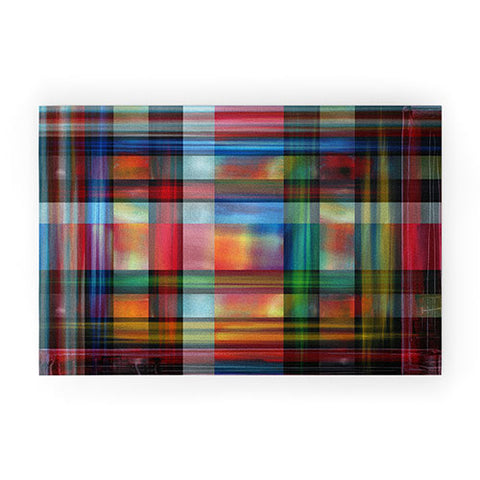 Madart Inc. Multi Abstracts Plaid Welcome Mat
