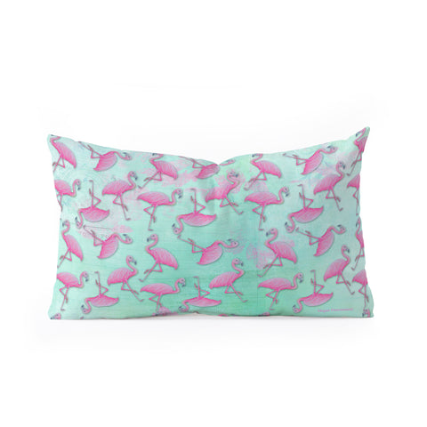 Madart Inc. Pink and Aqua Flamingos Oblong Throw Pillow